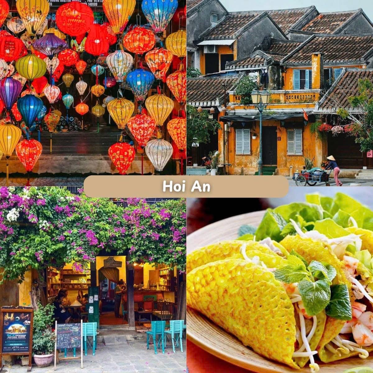Hoi An ancient town with lanterns and historic architecture.